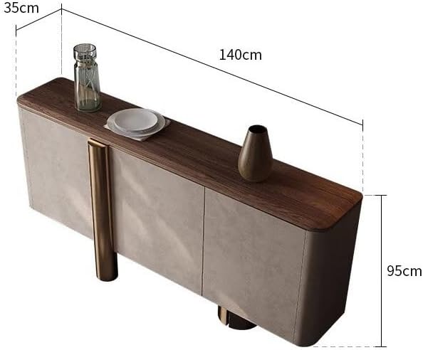 Sideboard Cabinet Minimalist Black Walnut Solid Wood Sideboard Living Room Wall Storage Furniture Porch Decoration Table Sideboard Cabinet with Storage(140x35x95cm)