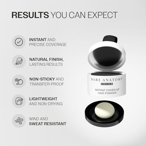 Image of Bare Anatomy Instant Cover-Up Hair Powder | 100% Instant Grey Coverage | Seamless Natural Finish | Gentle, Non-Drying Formula | Black Color | 4gm