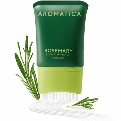 AROMATICA Overnight Rosemary PDRN Scalp Serum, Scalp Treatment for Fuller Looking Hair Growth Serum with 38-Tip Brush Applicator, Korean Hair Care with Redensyl Biotin Caffeine, 3.3 fl oz
