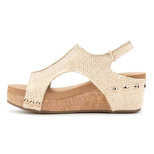 PARTY Womens Wedge Sandals With Strap for Dressy Ladies Sandals Casual Wedge Raffia 6.5
