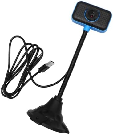 NUOBESTY USB Driver Free Flexible Web Camera 0.3 Megapixel Webcam with Built-in Microphone in Blue Plastic Material for Computer and Laptop for Video Chat and Streaming