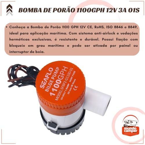Bomba de Porão 1100 Gph Seaflo Barco Naútica
