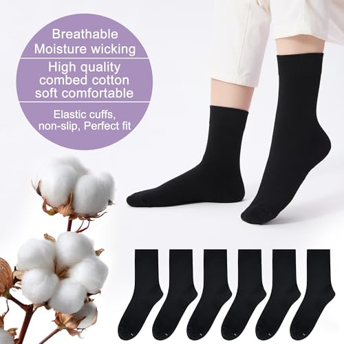 Image of ATBITER Women's Thin Cotton Crew Socks - Soft Above Ankle Bootie Casual Dress Socks 6-Pairs