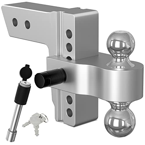 Ifoka Adjustable Trailer Hitch Ball Mount, Fits 2.5 Inch Receiver, 6 Inch Drop Hitch,18,500 Lbs Gtw, Forged Aluminum Shank, 2 Inch & 2-5/18 Inch Dual Balls With Double Hitch Locks And Pins #TOP3
