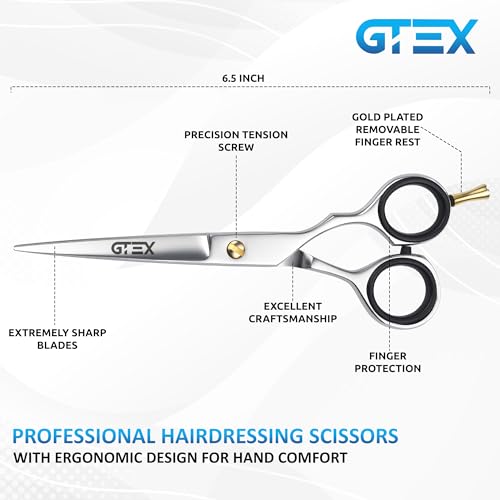 Gtex Forbici Parrucchiere Professionali - 6,5" Premium Forbici Capelli Con Pettine E Caso - Forbice Barbiere Super Affilate - Hair Scissors - 3