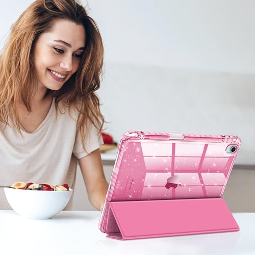 Fintie Slim Case with Pencil Holder for iPad Air 11-inch M4/M3/M2 (2026/2025/2024), iPad Air 5th (2022) / 4th Generation 10.9 Inch - Glittering Sparkly Cover with Shiny Clear Back Shell, Pink by FINTIE - Used condition - Image 8