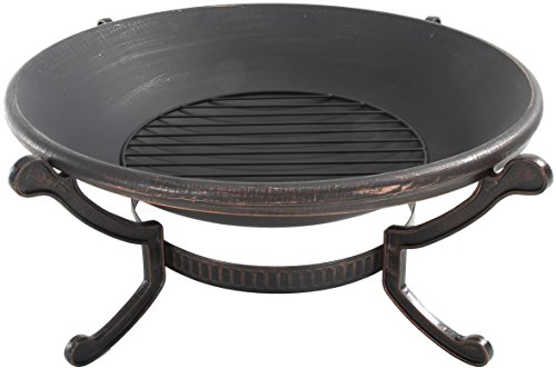 Crosley Furniture Ashland Outdoor Fire Pit With Oversized Bowl And Steel Mesh Lid - Antique Black #TOP2