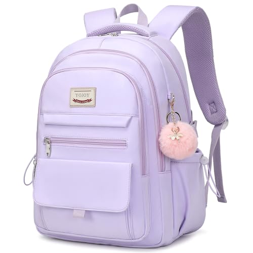 YOJOY Laptop Backpack 15.6 Inch College Backpacks for Women, School Backpack for Girls,Students Aesthetic Anti Theft Travel Daypack Large Bookbags Middle High School Back Pack(Purple)