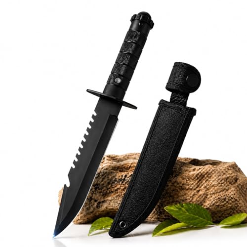 Blixcom Carbon Steel Kitchen Knife with Cover | Ultra Sharp Chef Knife for Cutting Fruits Vegetables & Meat | Black Utility Knife | Ergonomic Anti-Slip Handle (Black, 1 Pc)