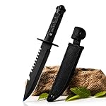 Carbon Steel Kitchen Knife with Cover | Ultra Sharp Chef Knife for Cutting Fruits Vegetables & Meat | Black Utility Knife | Ergonomic Anti-Slip Handle (Black, 1 Pc)