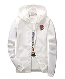 perdontoo Mens Casual Lightweight Drawstring Hooded Windbreaker Jacket (X-Large, White)