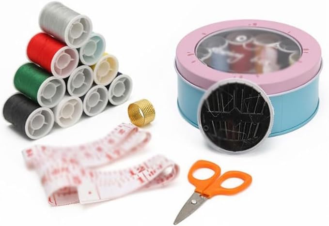 MVNOIRE Iron Box Household Patching Tools Round Needle Thread Set Hand Sewing Supplies Portable Small Bag