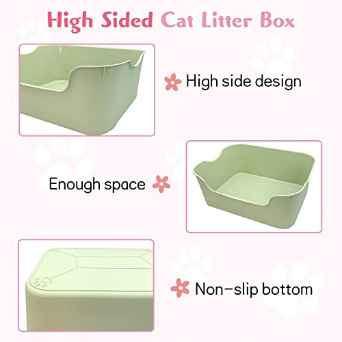 Vcepjh 4 Pcs Cat Litter Box Large Open Litter Pan High Sided Kitten Litter Tray With 4 Scooper Washable Plastic Cat Toilet For Indoor Pet Kitty Rabbit Hamsters 4 Colors 16.3 X 12 X 5.9In #TOP2