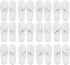 12 Pairs of Open Slippers for Hotels, Practical and Guest Shoes, White, with Non-Slip Soles, Size Approx. 38-42, Lightweight and Space-Saving