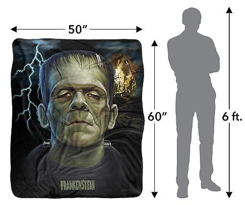 Logovision Universal Monsters Blanket, 50 Inchx60 Inch Frankenstein Head Silky Touch Sherpa Back Super Soft Throw Blanket thumb #4