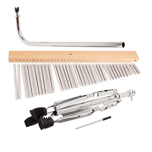 Carrilhão De Vento De Alumínio Lindamente Trabalhado Com Base De Madeira E Suporte Para Tripé - Perf