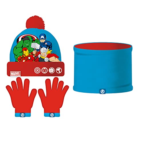 Marvel Avengers Superhero Winter Bobble Hat, Gloves And Snood Set Av15553