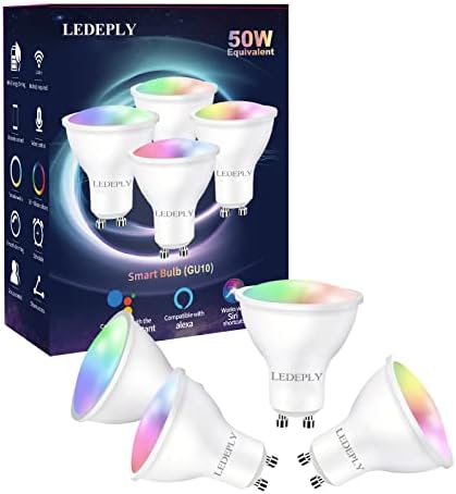GU10 Smart Spot Light Bulb Compatible with Alexa, Google Home, SmartThings, 5W WiFi LED Track Light Bulbs, Color Changing, No Hub Required, 4 Pack