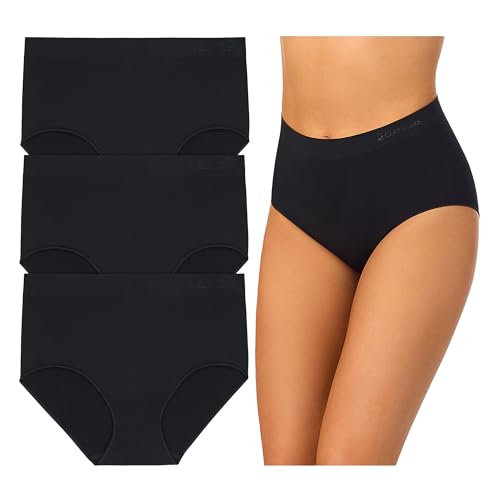 Image of Cuddl Duds Womens Classic 3 Pack Soft Seamless Full Brief Panty - Incredibly Smooth Full Coverage Underwear Panties Set