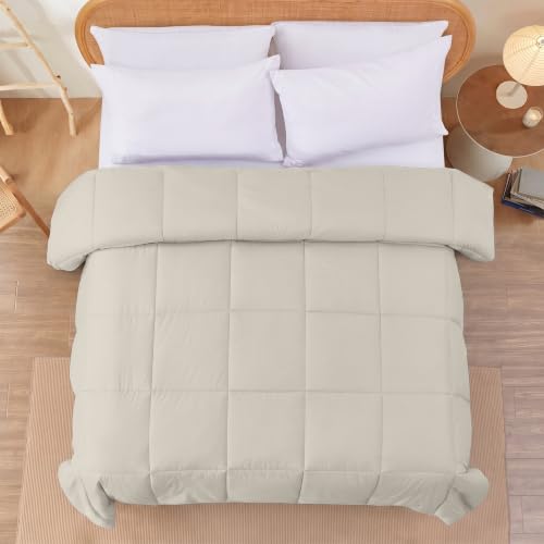 Image of Modern Threads Comforter Duvet Insert, Reversible Quilted Down Alternative Comforter with Corner Tabs, All Season Bedding, King, Champagne
