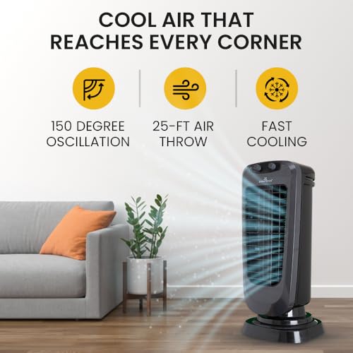 Image of ZS Stylish Tower Fan | Low Power Consumption | 150 Degrees Oscillation | Shock-Proof & Child Safe | Rust-Free Body | 4-Way Air Deflection | 1 Year Warranty