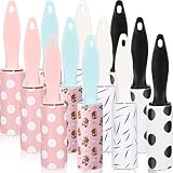Hushee 12 Pcs Mini Lint Rollers for Pet Hair Lint Roller Travel Size Clothes Roller Lint Removers Sticky Lint Removing Tool for Clothes, Gift Bags, Pet Hair Removal