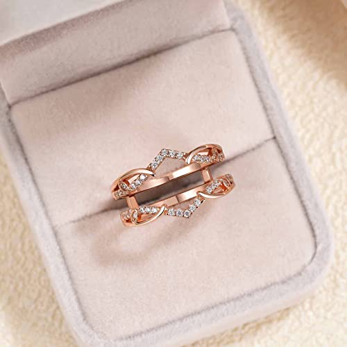 Blongme Rose Gold Plated Ring Enhancers For Engagement Ring Adjustable Stackable Rings Guard 925 Sterling Silver Aaaaa Cubic Zirconia Size 7 #TOP2