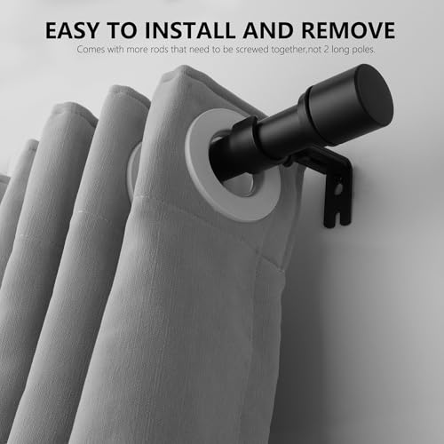 ztlab Curtain Rod Brackets Adjustable, 3 Pack Premium Rod Brackets for Wall, Curtain Rod Holder, Drapery Rod Holders Hardware Window Curtain Rod Support Hanger for 1 Inch Rod, Black