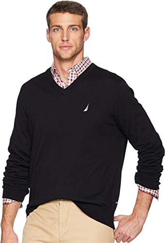 Nautica Men's Classic Fit Soft Lightweight Jersey V-Neck Sweater, Grey Heather, Large - image 5