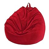 Photo Gallery copertura per poltrona a sacco, chickwin velluto a coste pouf portaoggetti per bambini e adulti, per interni e esterni, senza imbottitura, sedia da gaming sedia da giardino (rosso,100x120cm)