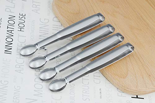 HINMAY Mini Tongs 5-3/4 Inch Stainless Steel Small Serving Tongs, Tiny Kitchen Tong for Appetizers, Tea Party, Coffee Bar, Desserts, Set of 4