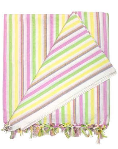 Image of Arvore Bunkaar Pure Handloom 100% Soft Desi Bamboo Viscose Soft Bhagalpuri Andi Chadar /Summer Blanket /Khes /Top Sheet /AC Blanket /Odhne wali Chadar (Multi Color New, Striped, 1, Bhagalpuri Chadar)
