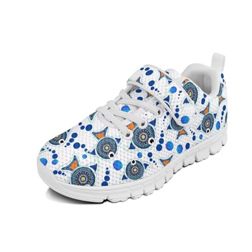 Kids Shoes Running Shoes Girls Boys Primary School Students Sports Shoes Spring and Autumn Casual Shoes Marine Life Pattern（White Sole）