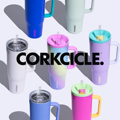 Corkcicle Cruiser Insulated Tumbler with Handle and Straw, Rainbow Unicorn, 40 oz – Reusable Water Bottle Keeps Beverages Cold for 20 Hrs, Hot for 9Hrs