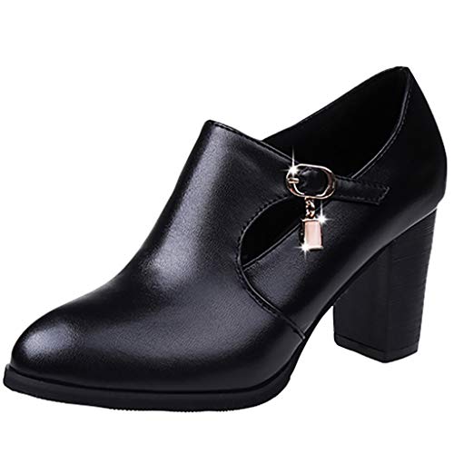 Stiefelette Damen Ankle Boots Stiefel mit Absatz und Reisverschluß Schnalle Halbstiefel Halbschuhe Elegant edel Retro Gothic Übergangsschuhe