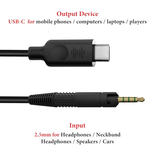 GEEKRIA Audio Cable Compatible with Sennheiser HD 620S/599/599SE/ 598/598SE/560S/ 400PRO/579/569/ 550/505 Headphones, USB-C to 2.5mm Replacement Stereo Cord (5.6ft/1.7m) by GEEKRIA - Image 3