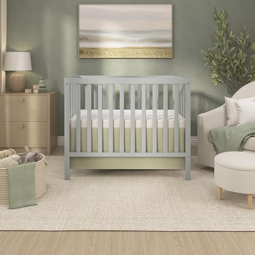 Dream On Me Edgewood 4-in-1 Convertible Mini Baby Crib in Cool Grey, GreenGuard Gold & JPMA, Non-Toxic, Compact 40×25×33″ Design, Converts to Mini Daybed & Twin Bed, 1″ Mattress Pad - image 2