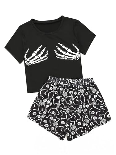 Laqeyko Cute Pajamas for Women Shorts Set Short Sleeve Tops and Shorts Pjs Sets Nightwear Sleepwear