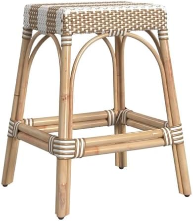 Butler Specialty Company Robias Rattan 24.5" Counter Stool - Tan & White Stripe