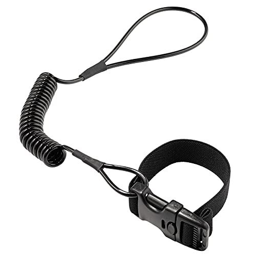 Coiled Lanyard With Buckle End, No Snag Design, Easily Attaches To Hard Hat, Tools, Or Small Valuables, Weight Capacity 2Lbs, Ergodyne Squids 3157,Black #TOP6