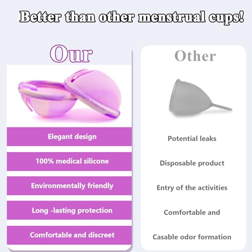 Ketliyaze 2 Stück Menstrual Disc, Wiederverwendbare Menstruationsscheibe, Auslaufsicher Menstruationstassen aus Silikon, für Aktive Frauen Sport, Schwimmen und Intimität（S+L）