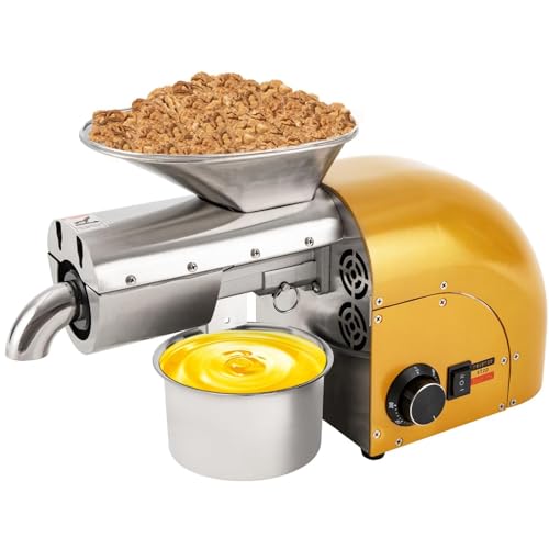 ZenSeFarin Pressa per Olio in Acciaio Inossidabile 1250W,Frantoio a Olio Elettrico Spremitura a Freddo/Caldo,Preriscaldamento 6 Minuti,Produzione Olio al 99% - 5 kg/H,con Controllo Temperatura,110V