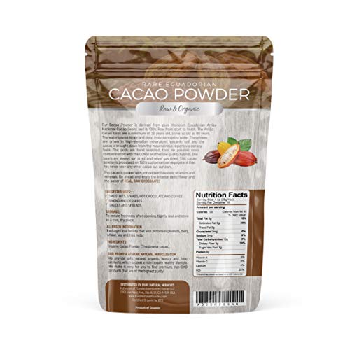 Pure Natural Miracles Cacao Powder, Organic, Raw, Unsweetened Cocoa Powder, 16oz - Thumbnail 7