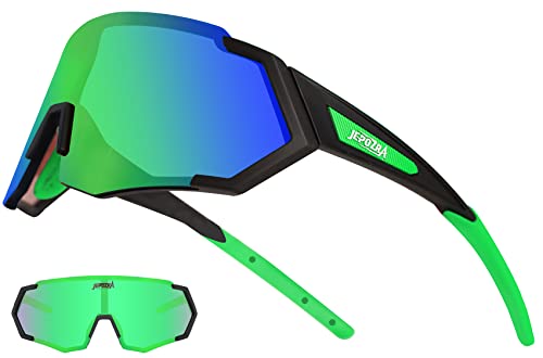 JEPOZRA Polarized Cycling Glasses with 3 Interchangeable Lenses Riding Glasses Ski Glasses Baseball Running Sports Sunglasses