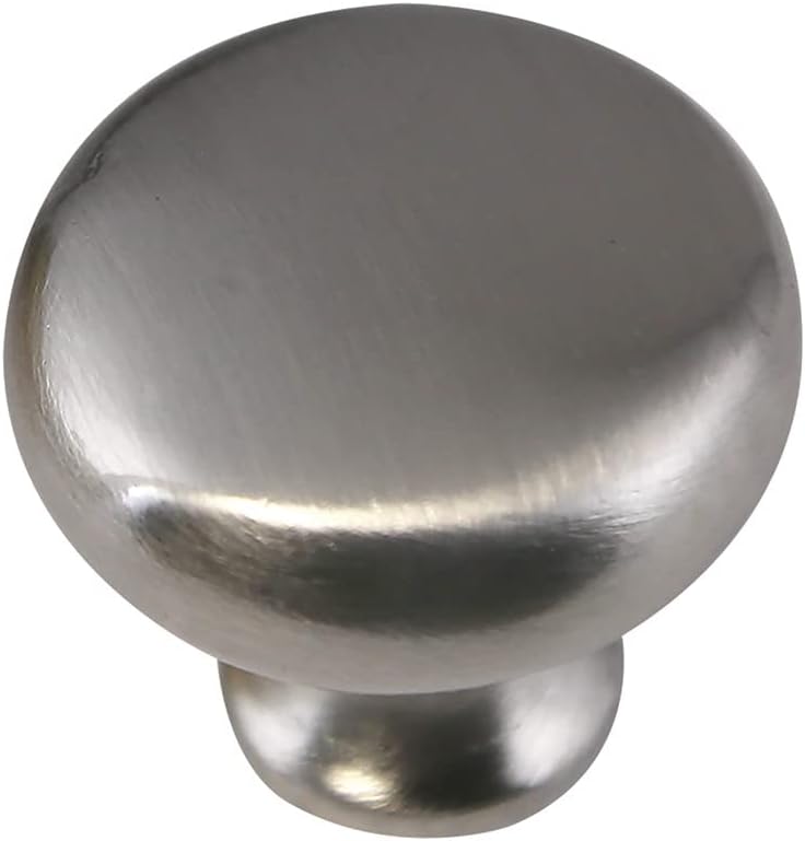 Brushed Nickel Round Mushroom Cabinet Knob with Hardware