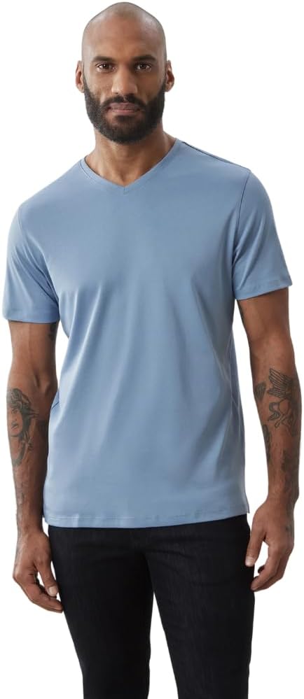Robert Barakett V Neck Short Sleeve Pima Cotton Casual Solid Mens T Shirt - Image 2