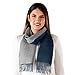 Alpaca Wool Scarf - 100% Pure Baby Alpaca - Double Sided Reversible Contrast Scarf (Storm Blue/Cloud)