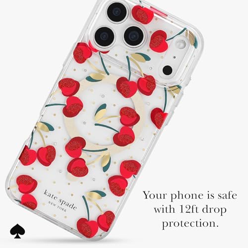 Image of kate spade new york iPhone 17 Pro Max Case - Compatible with MagSafe - Designer Phone Case - Cherry Dot Gems