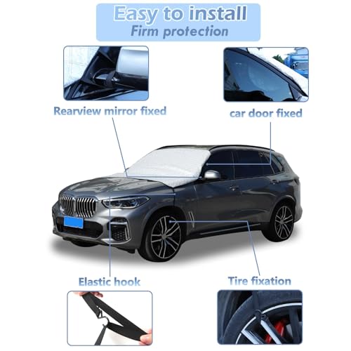 Image of Windshield Snow Cover Compatible with 2019-2023 BMW X5 G05 - Best for Ice & Frost Removal - All Weather Winter & Summer Front Window Automotive Cover for Sun & Snow-Shade Accessories