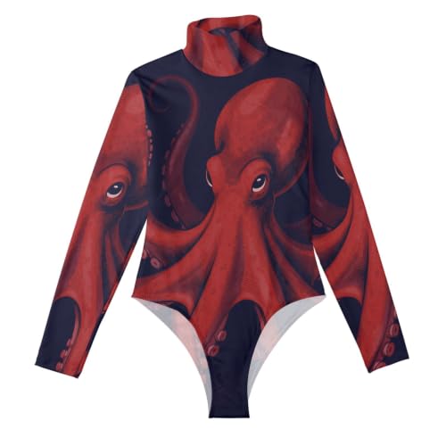Leotardo sexy para mujer GuoChe que estiliza la figura con cuello alto y mangas largas
